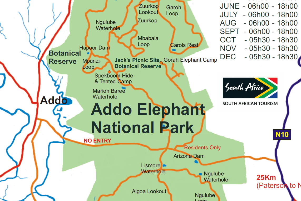 Addo Elephant Park Map.
