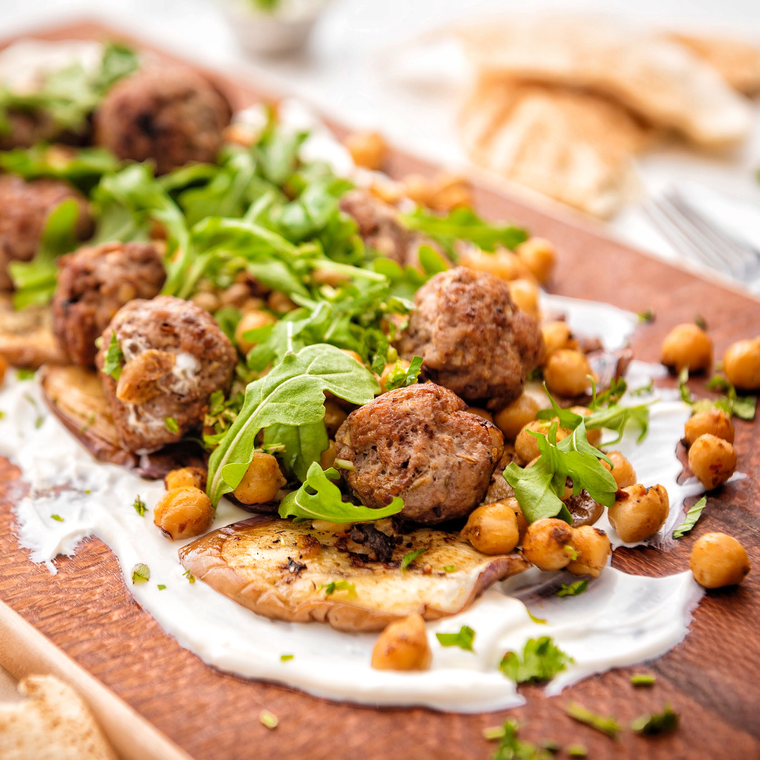 Crispy Lamb Meatballs with Chickpeas & Eggplant – GreatMeals