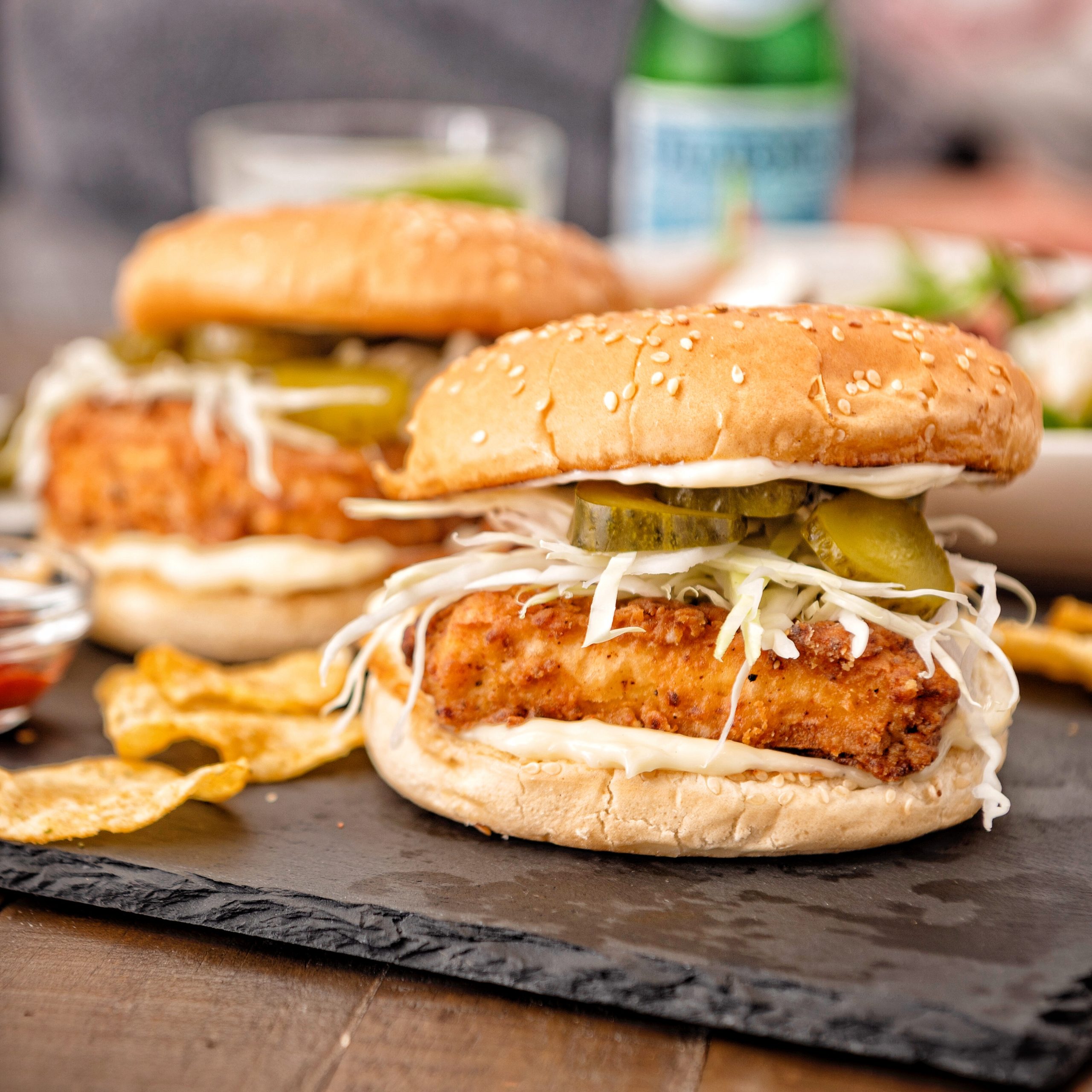 Crispy Fried Tofu Sandwich with Salad