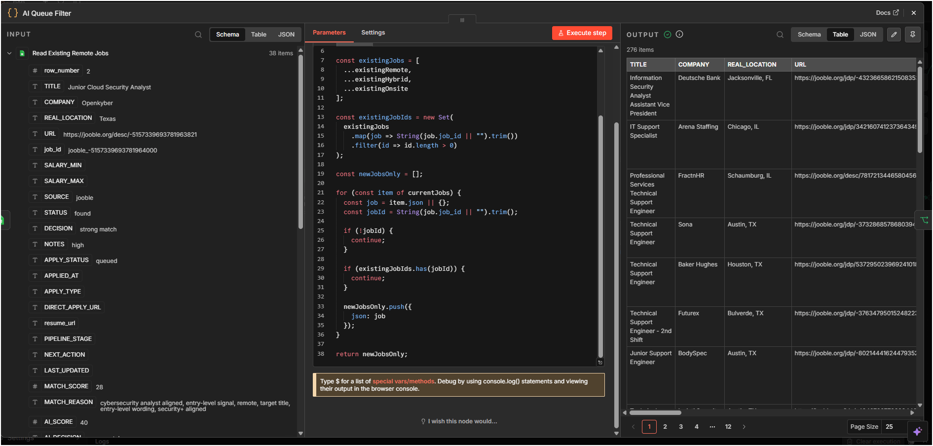 ai queue filter code