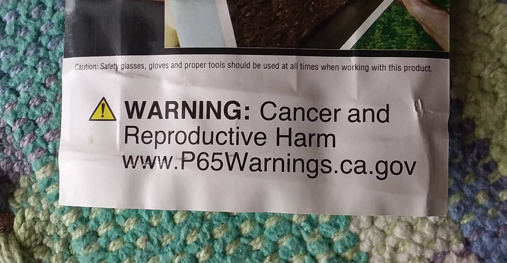 Prop 65 cancer warning on hardware cloth
