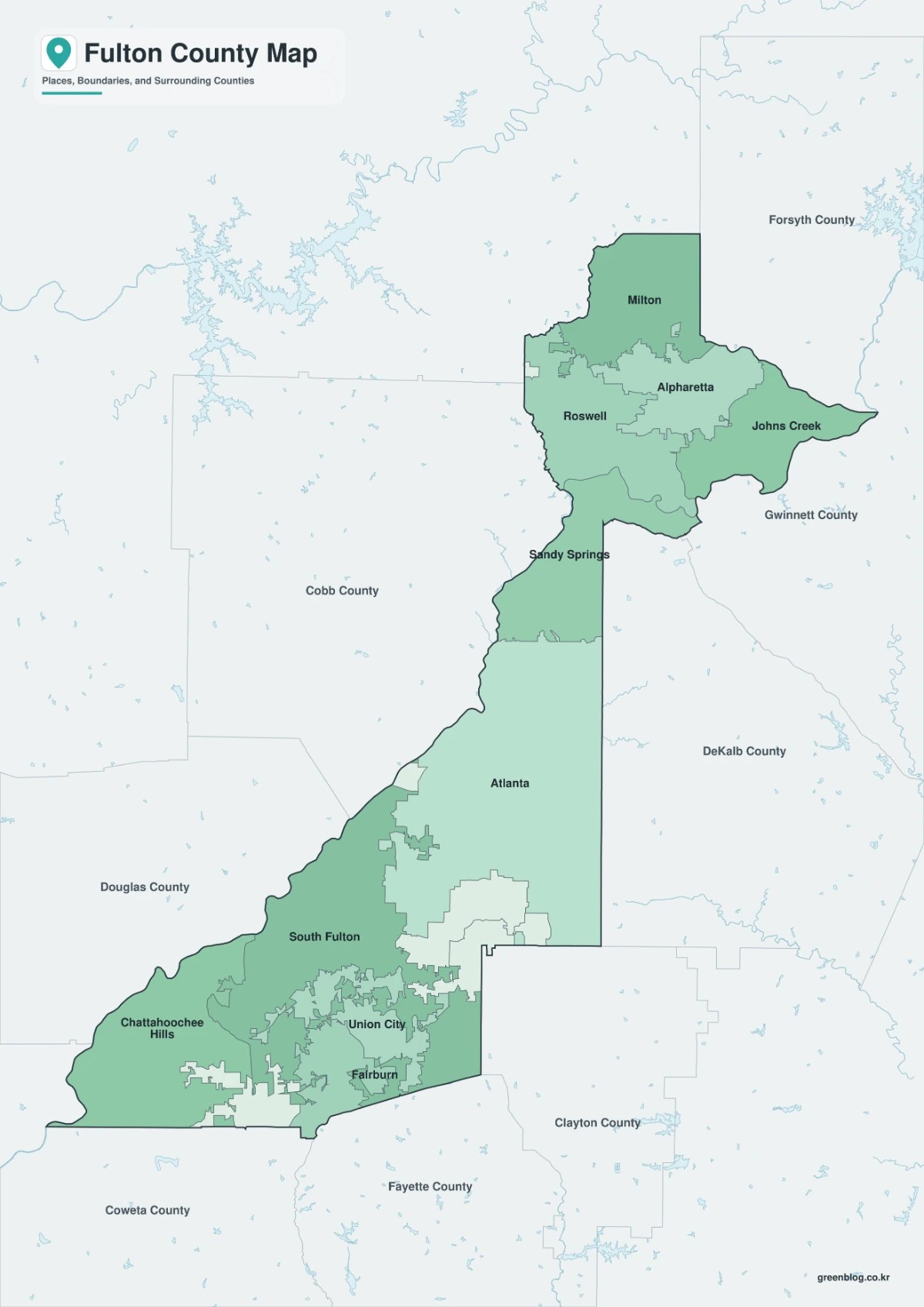 Fulton County Georgia Map Atlanta And Fifteen Cities From North To Fulton County Color 3.webp