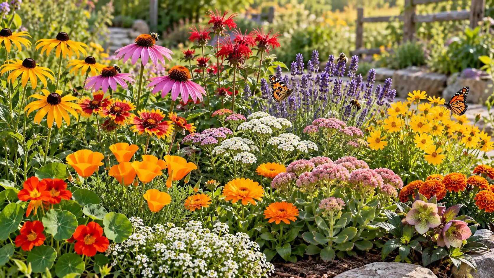 Eco-friendly flowers in a pollinator-friendly garden