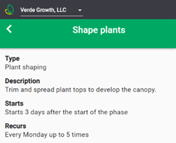Task detail contained in repeatable task template from grow application