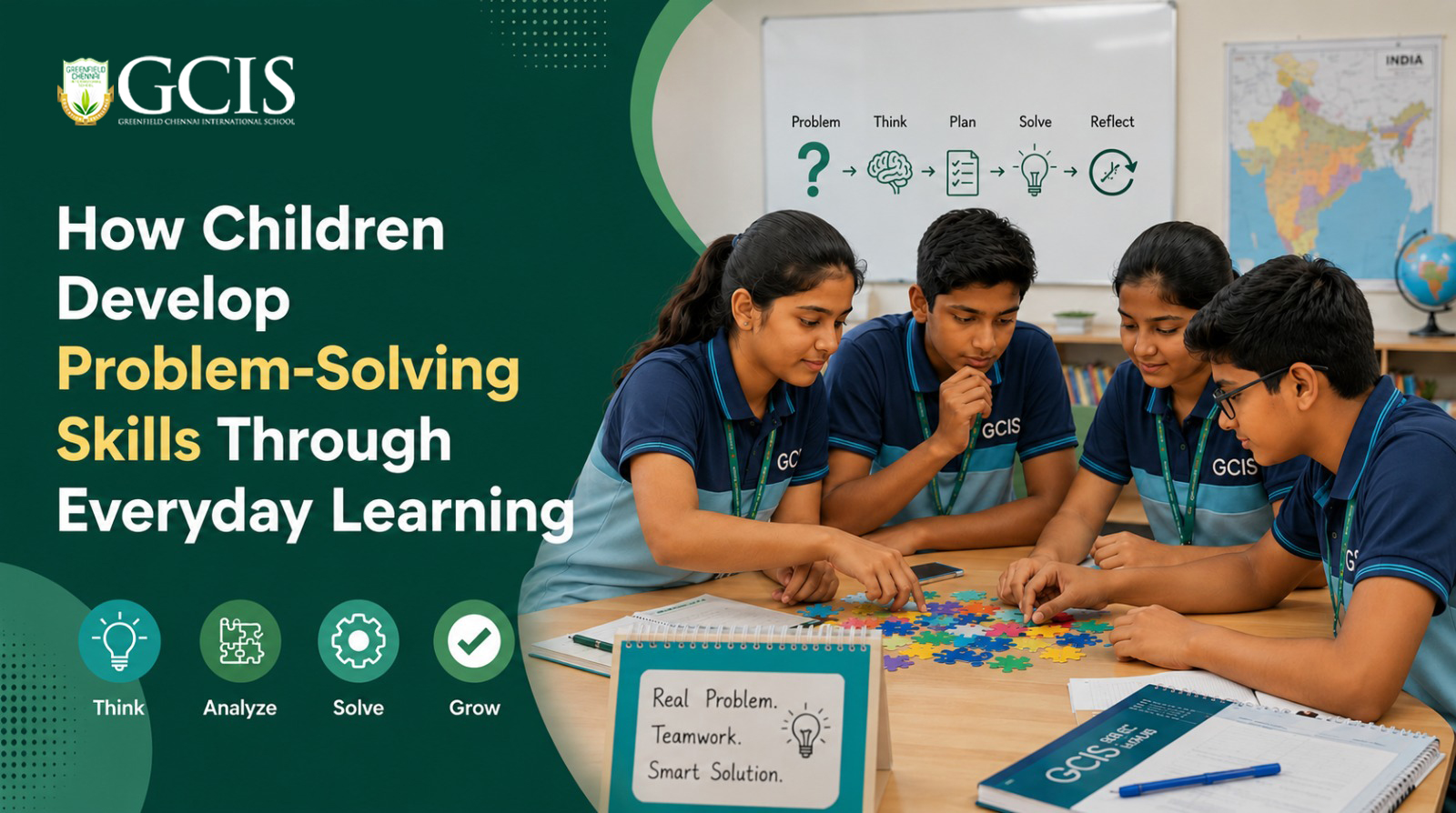Group of childrens doing problem solving activities in school GCIS