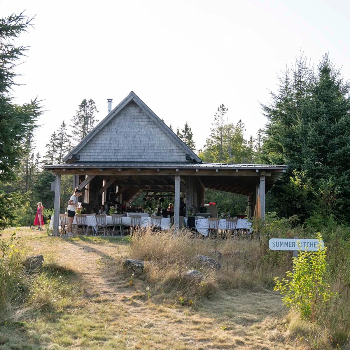 Barn with outdoor dining area