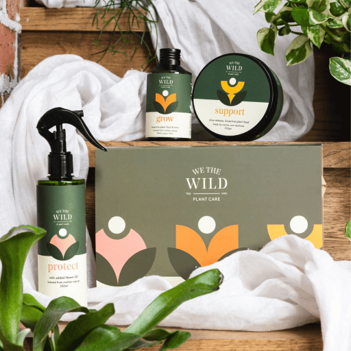 We The Wild Essential Plant Care Kit product photography in a nursery setup