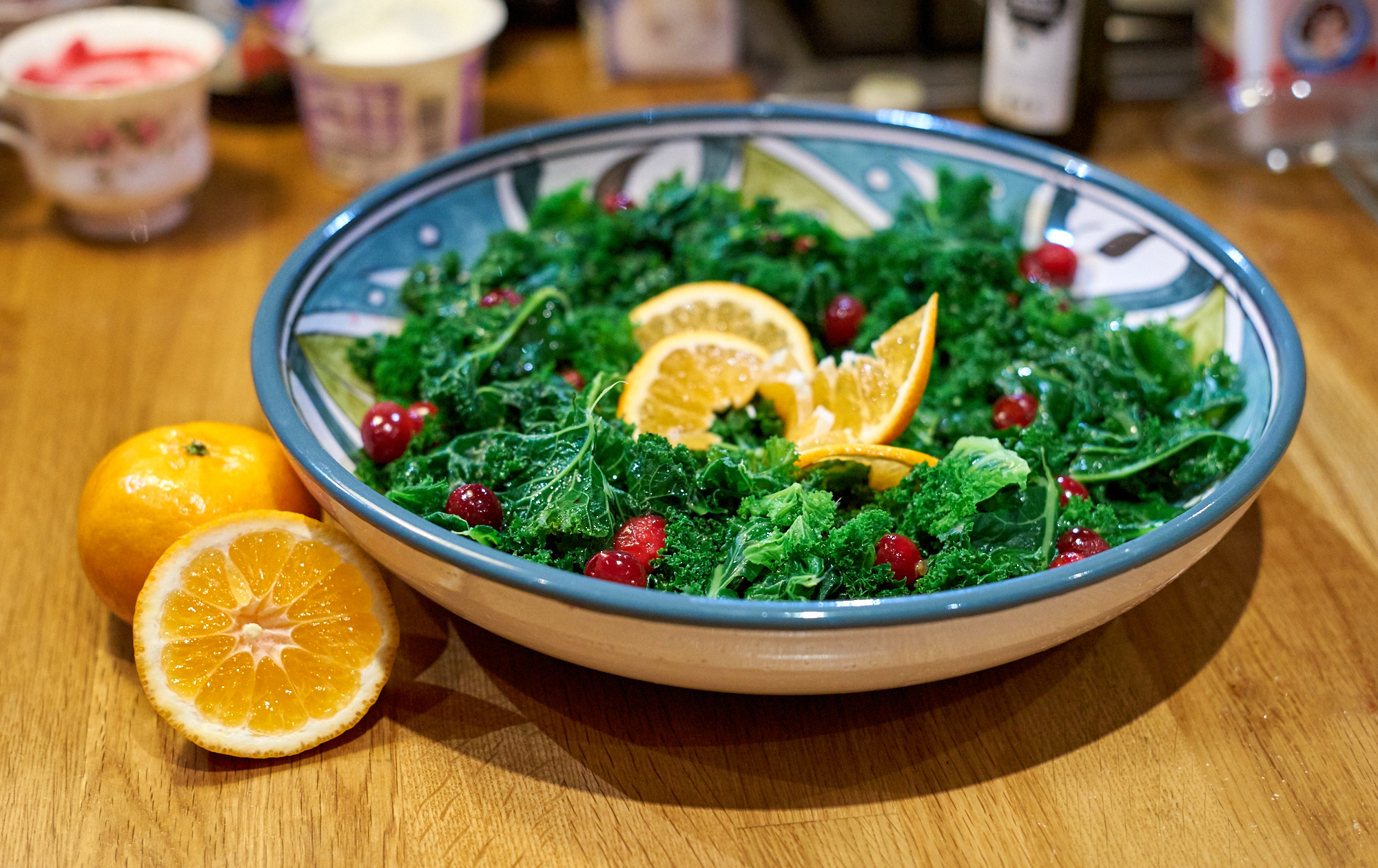 Kale cranberry and clementine Christmas salad
