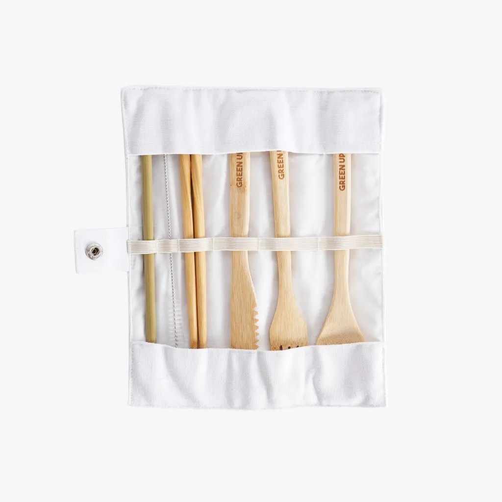 Bamboo cutlery set in natural bamboo for eco-friendly corporate gifting