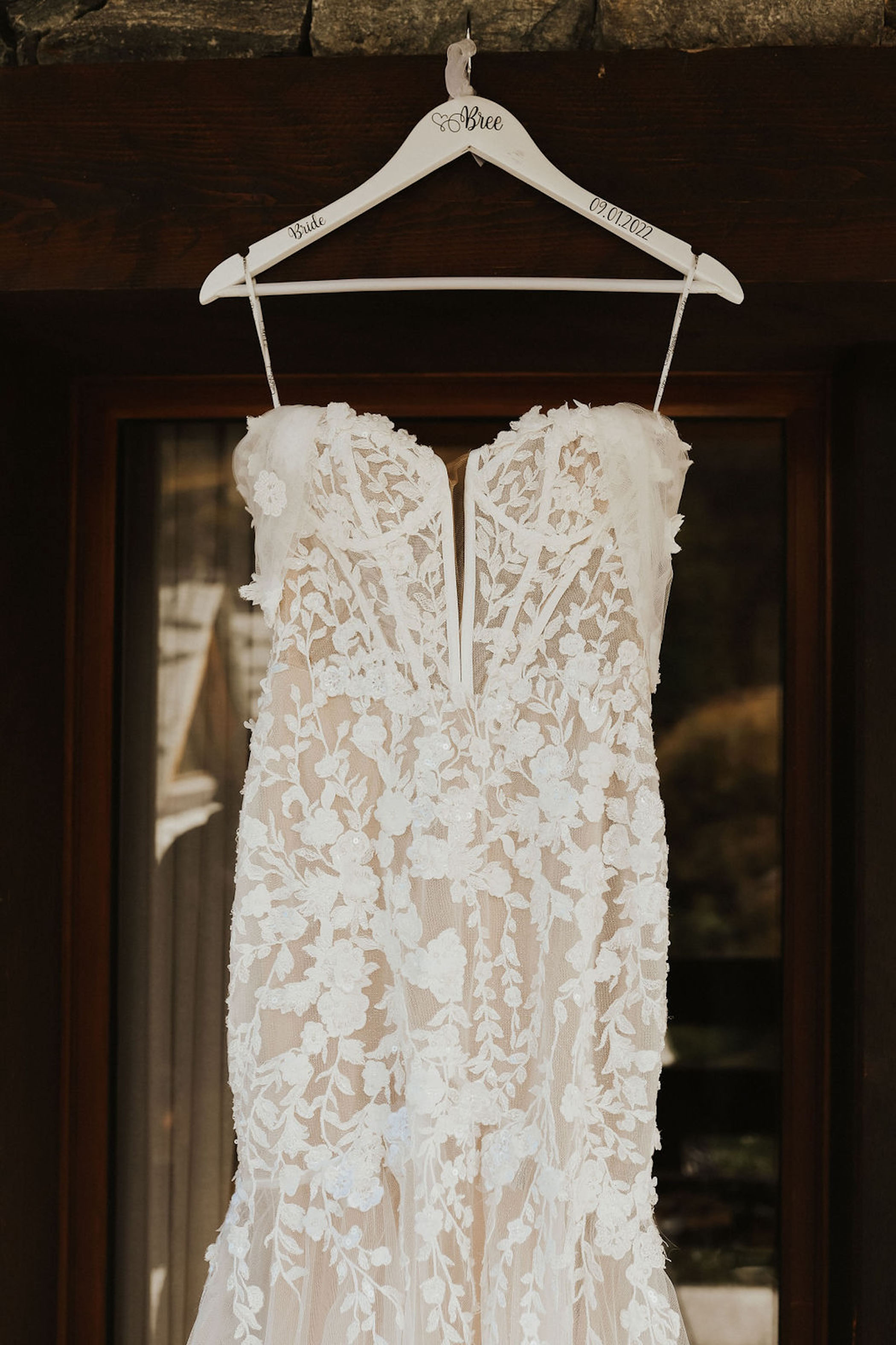 Close up of wedding dress
