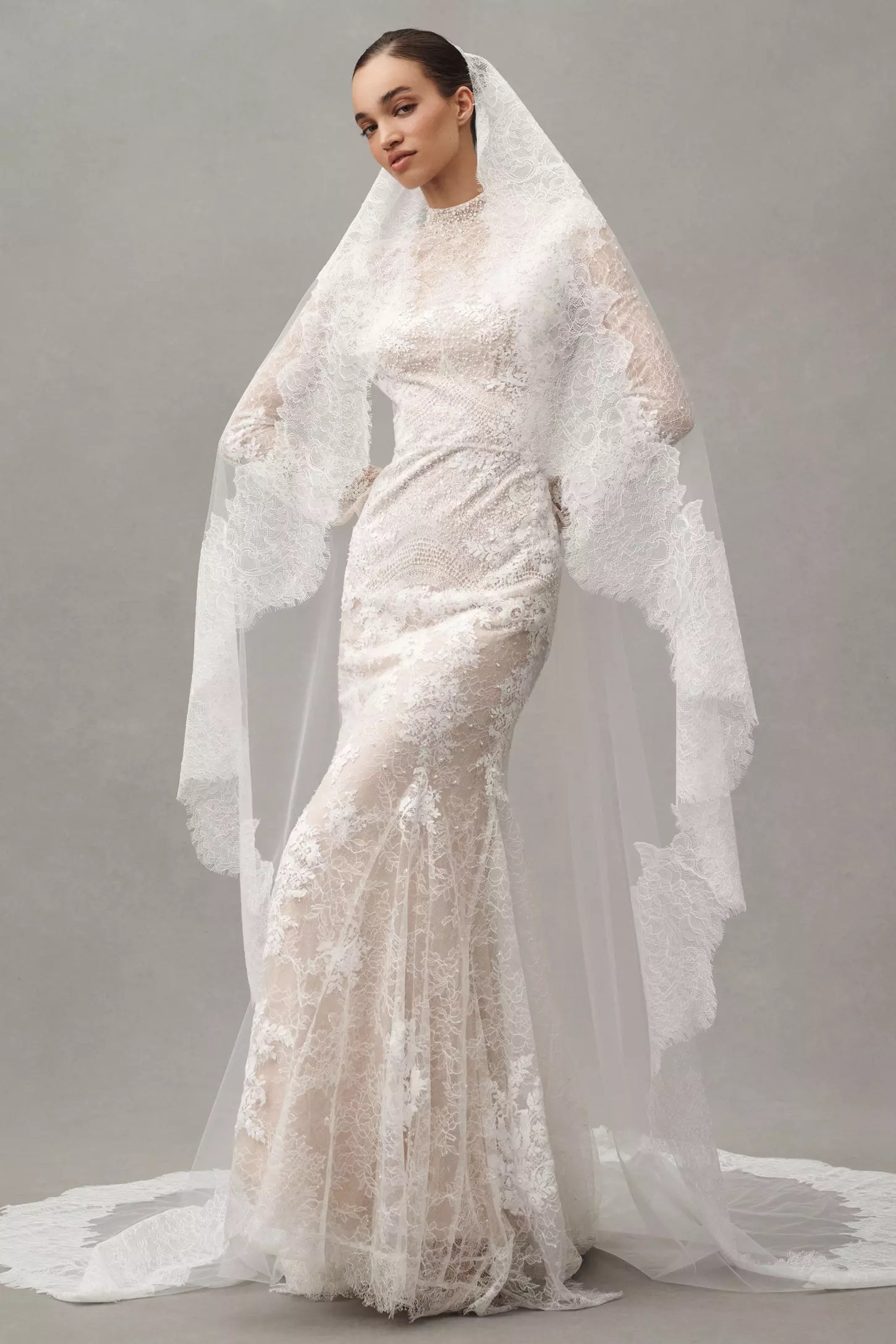 cathedral veil on a bride