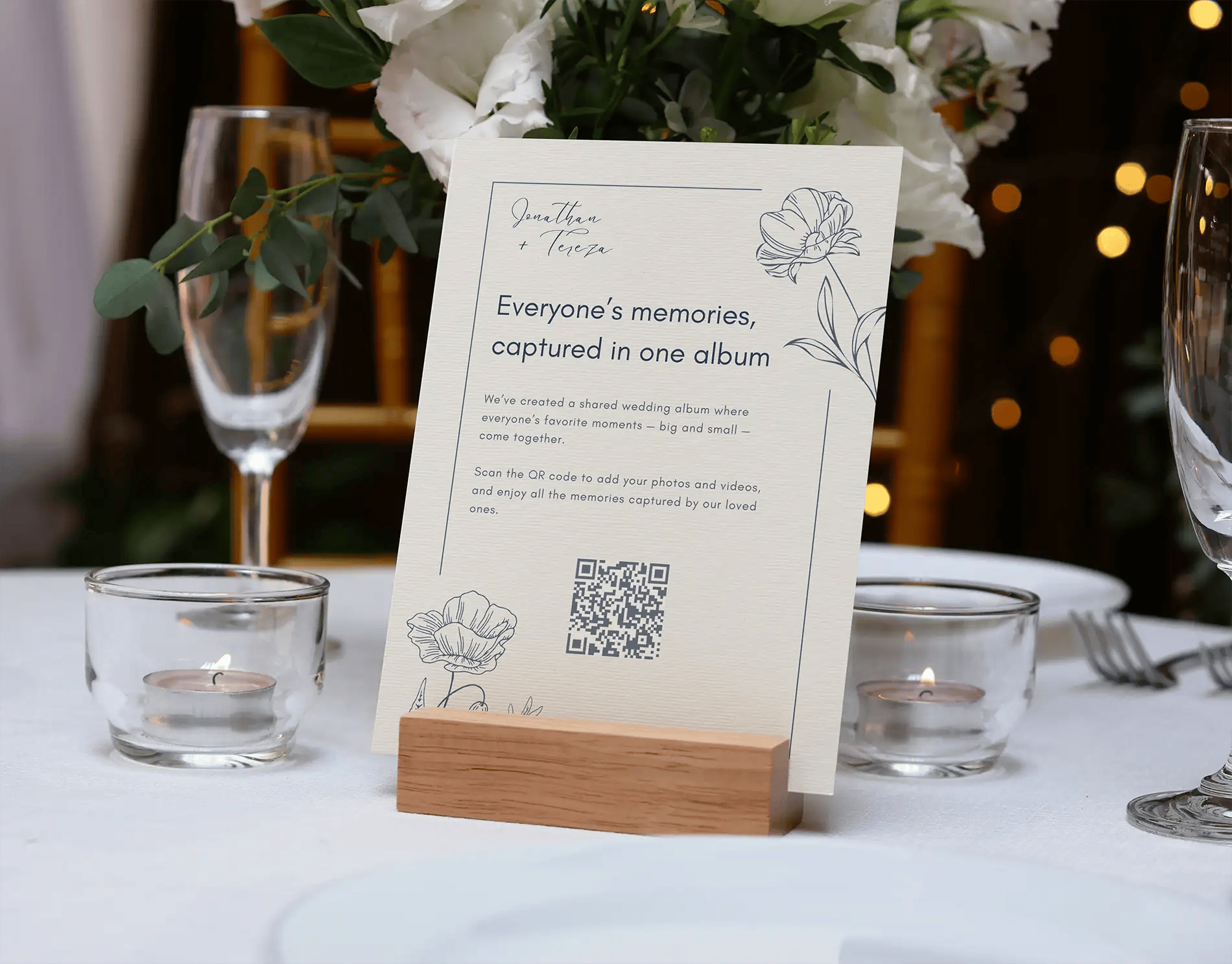 sign with QR code to collect guest photos