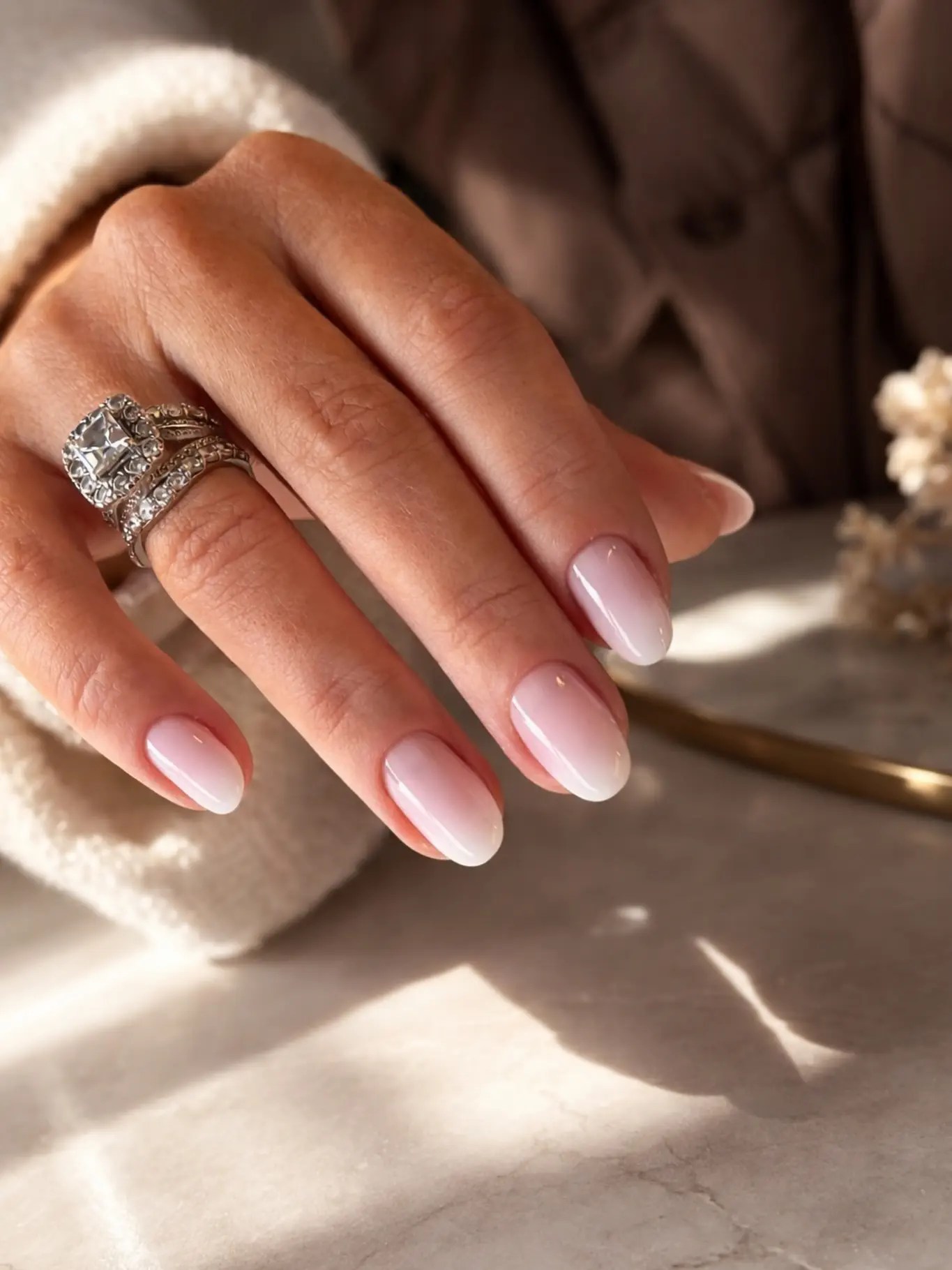 simple white ombre short nail designs
