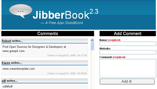 Open Source PHP And Javascript Based Guestbook - JibberBook | Greepit