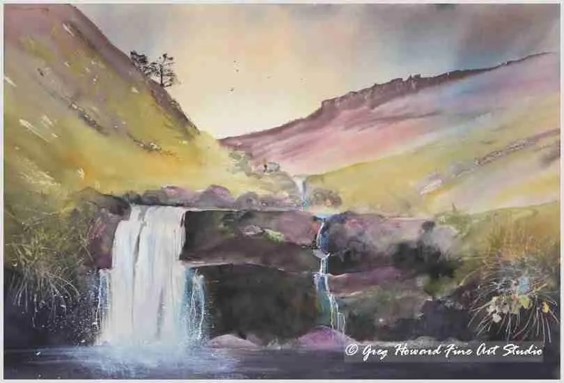 Waterfall In Edale - Original Watercolour Painting | Limited Edition Print