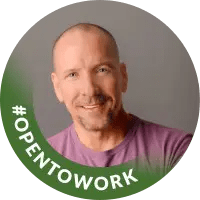 Greg Sarver's professional headshot in an 'Open To Work' favicon.