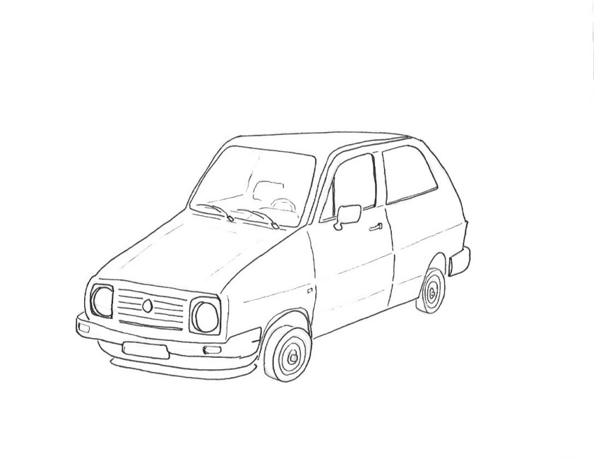 drawing of a funky cute car