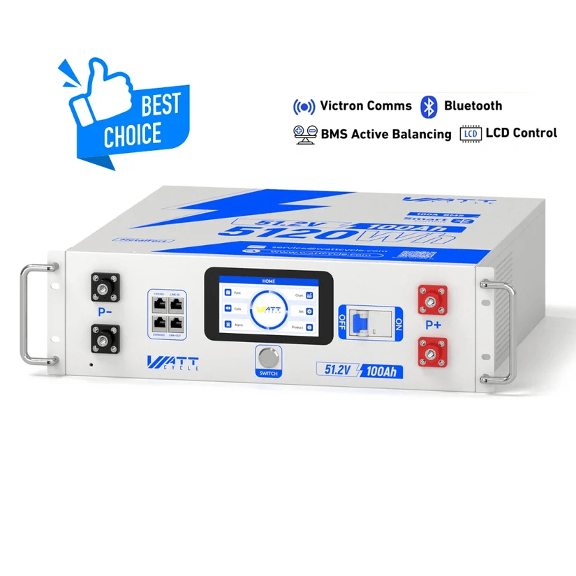 WattCycle V2.5 48V 100Ah Server Rack LiFePO₄ Battery with Bluetooth