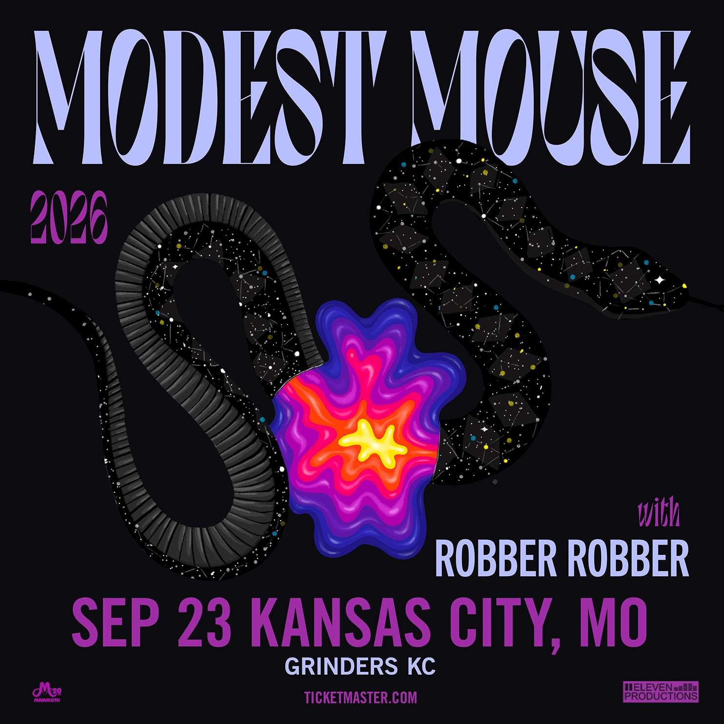 Flyer for Modest Mouse w/ Robber Robber at Grinders KC Event Venue on Sep 23