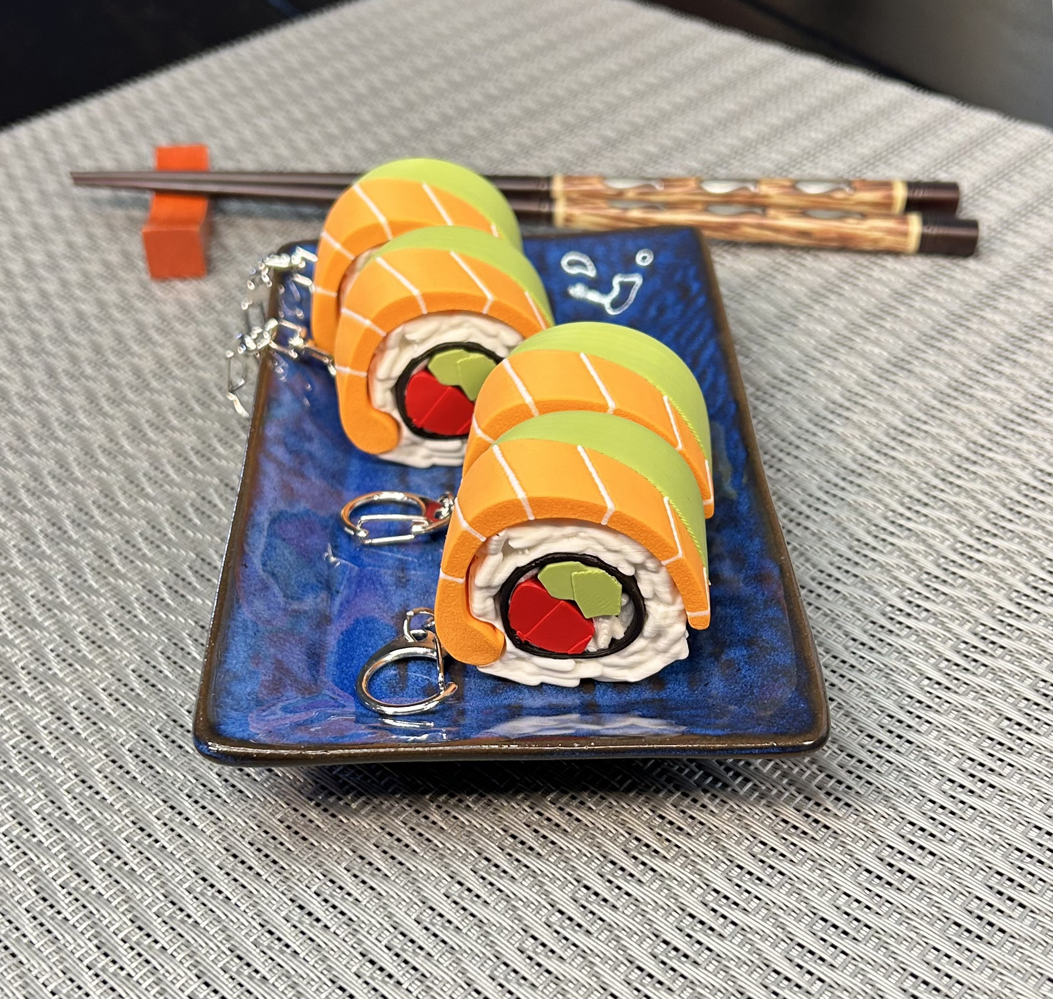 Salmon Sushi Pill Case with Keychain