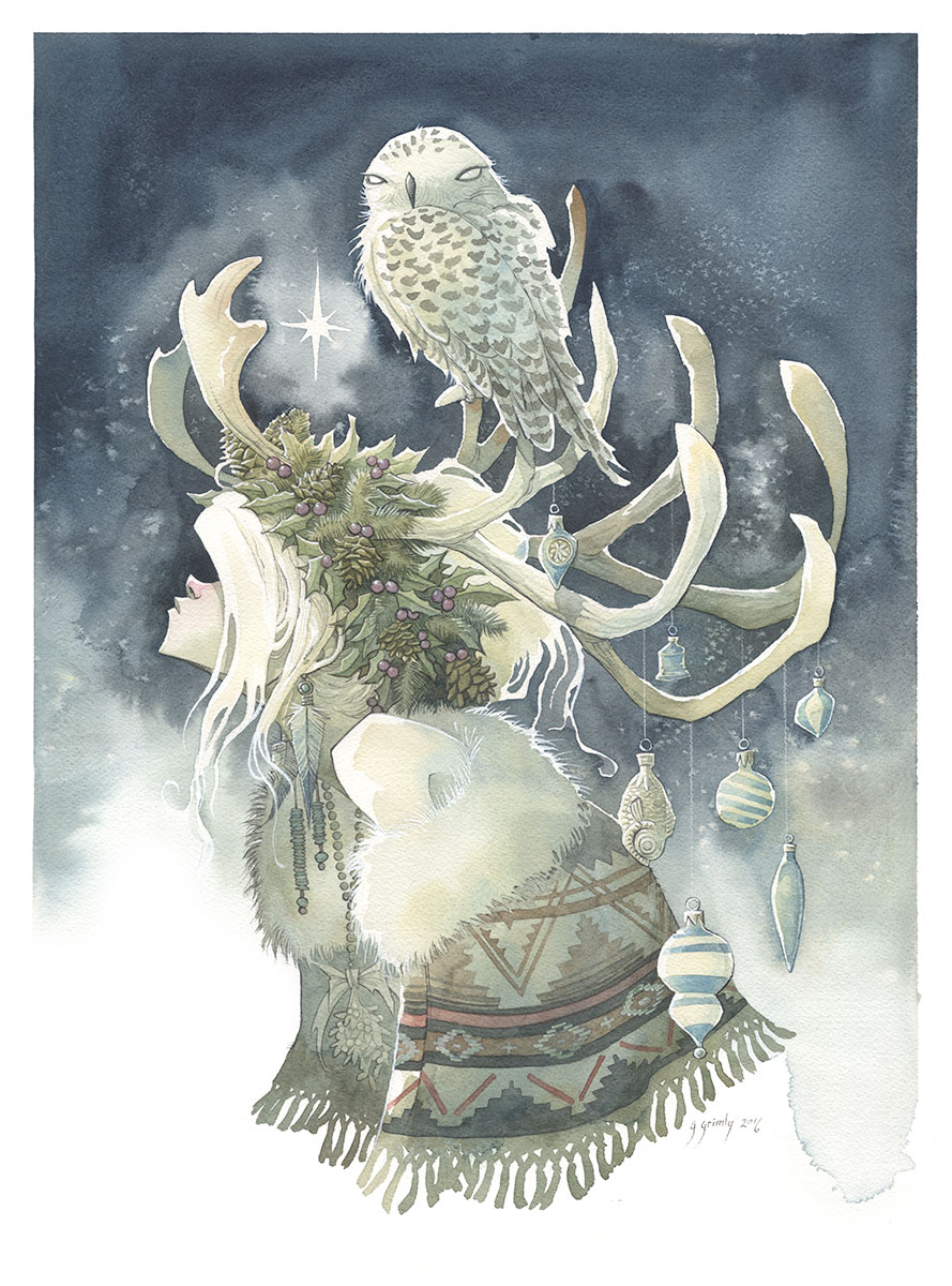 WINTER SOLSTICE snow queen witch princess christmas gris grimly