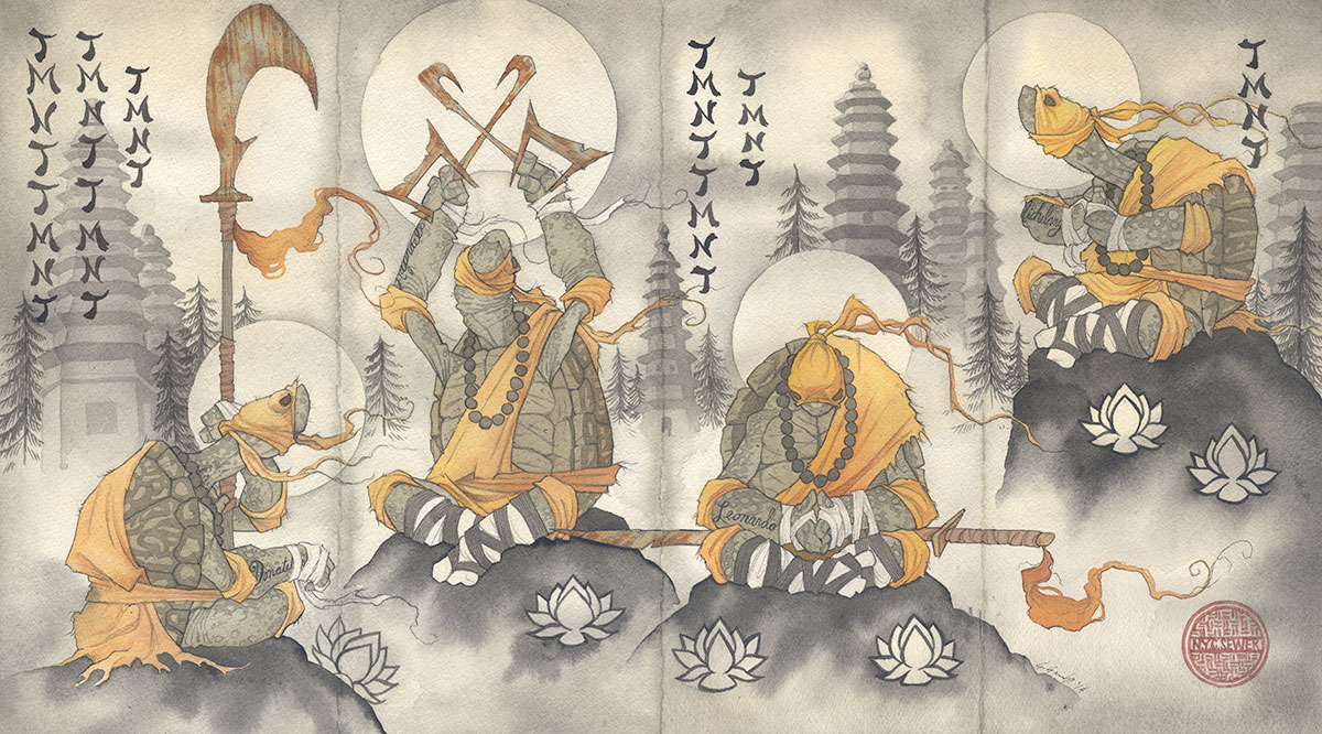 gris grimly Shaolin meditation buddhist monk buddha teenage mutant ninja turtles TMNT