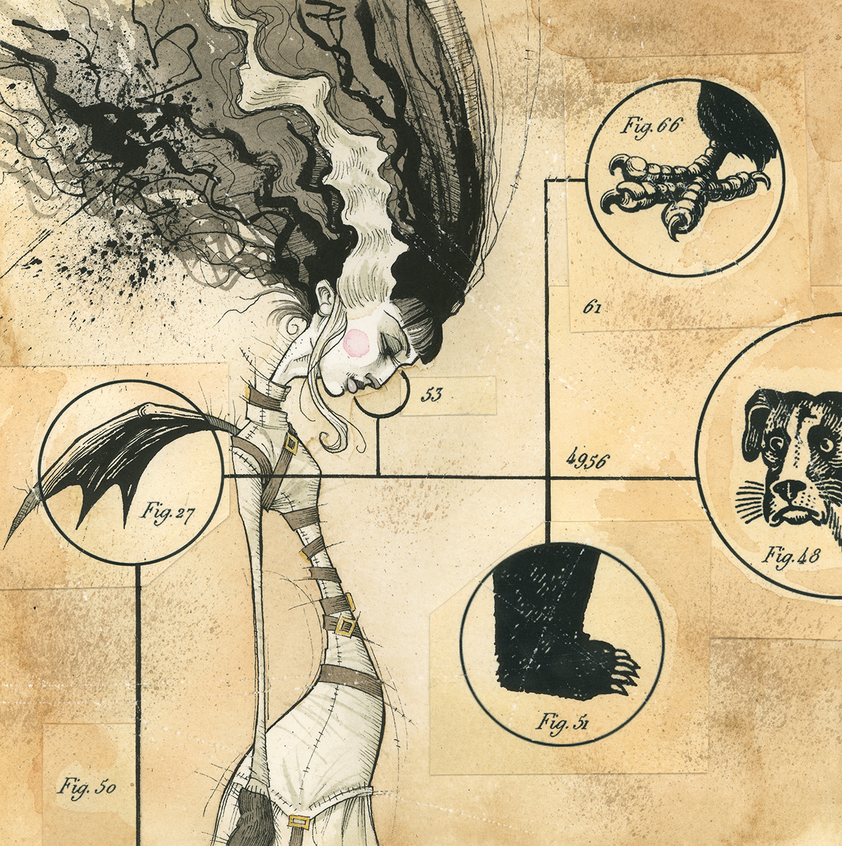 Laboratory bride gris grimly frankenstein monster universal sipping spiders through a straw
