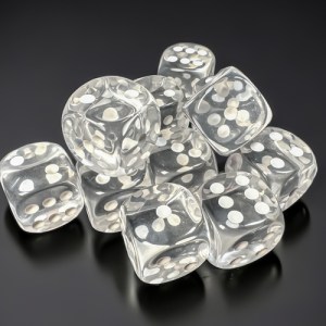Set 12 dadi D6: Trasparenti Clear/white