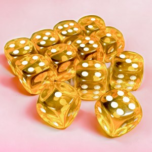 Set 12 dadi D6: Trasparenti Yellow/white