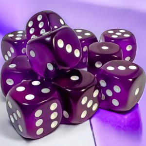 Set 12 dadi D6: Trasparenti Purple/white