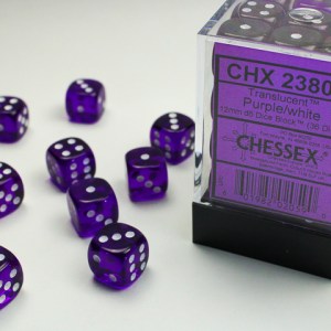 Set 36 dadi D6: Trasparenti Purple/white