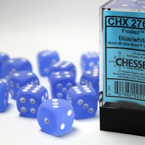 Set 12 dadi d6: Frosted Blue/white