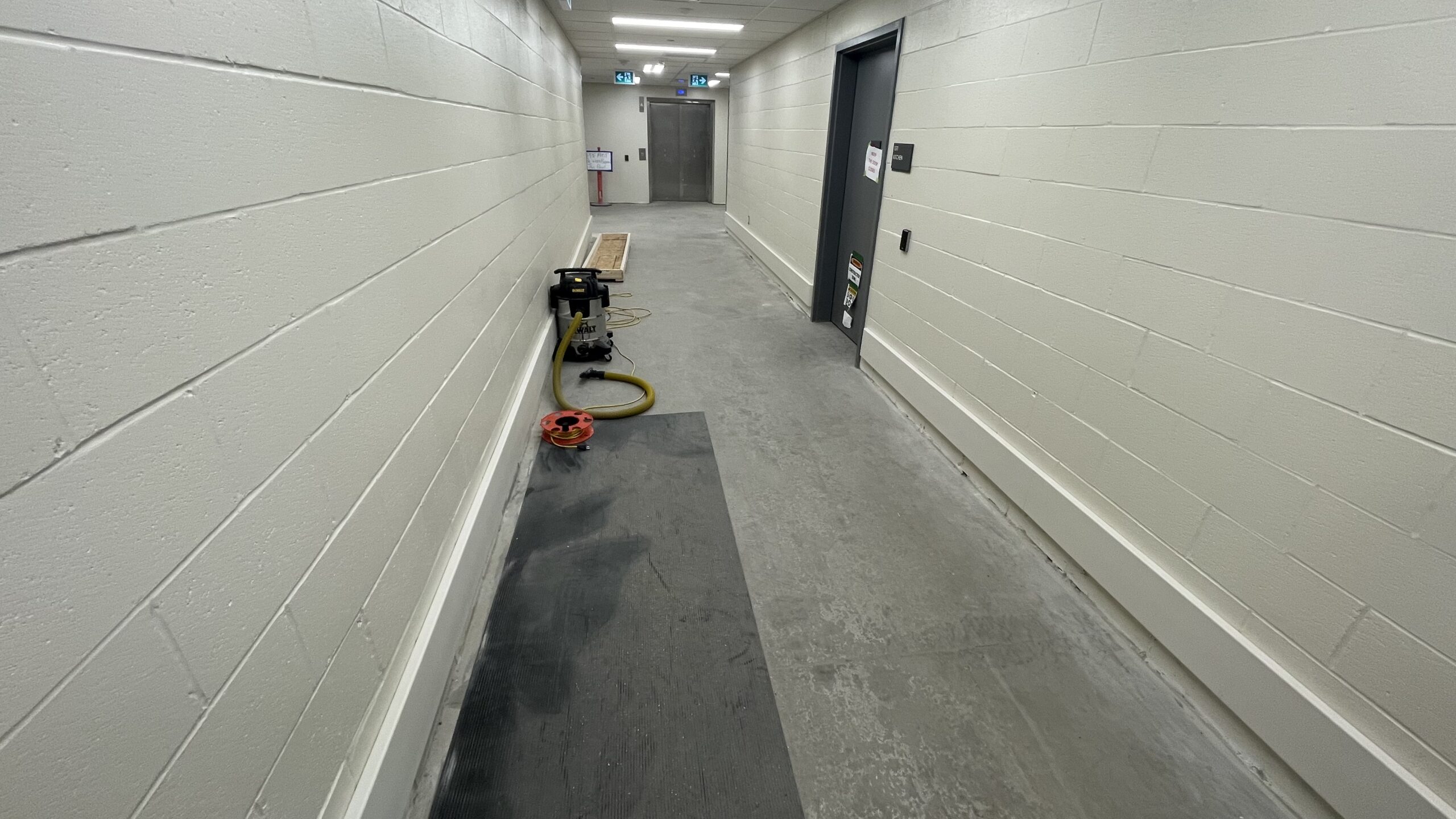 Crash rails in a hospital service corridor