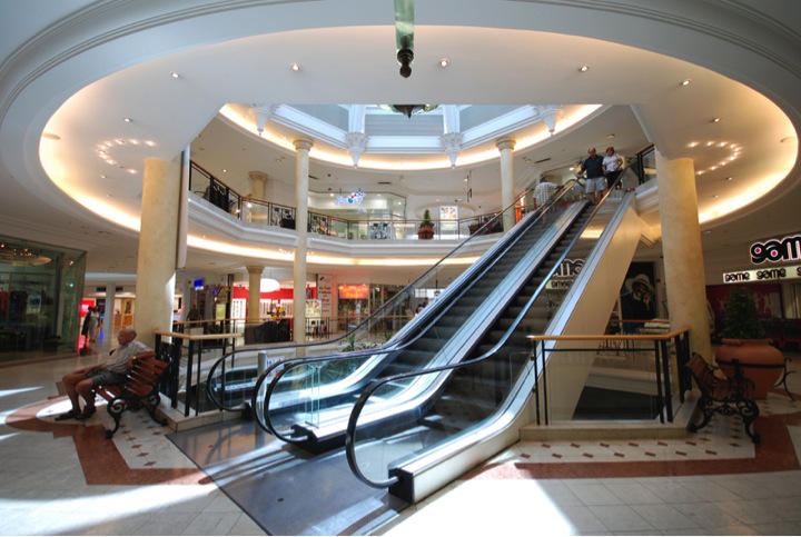 Photo of an escalator bank at Tygervalley Shopping Centre, Cape Town