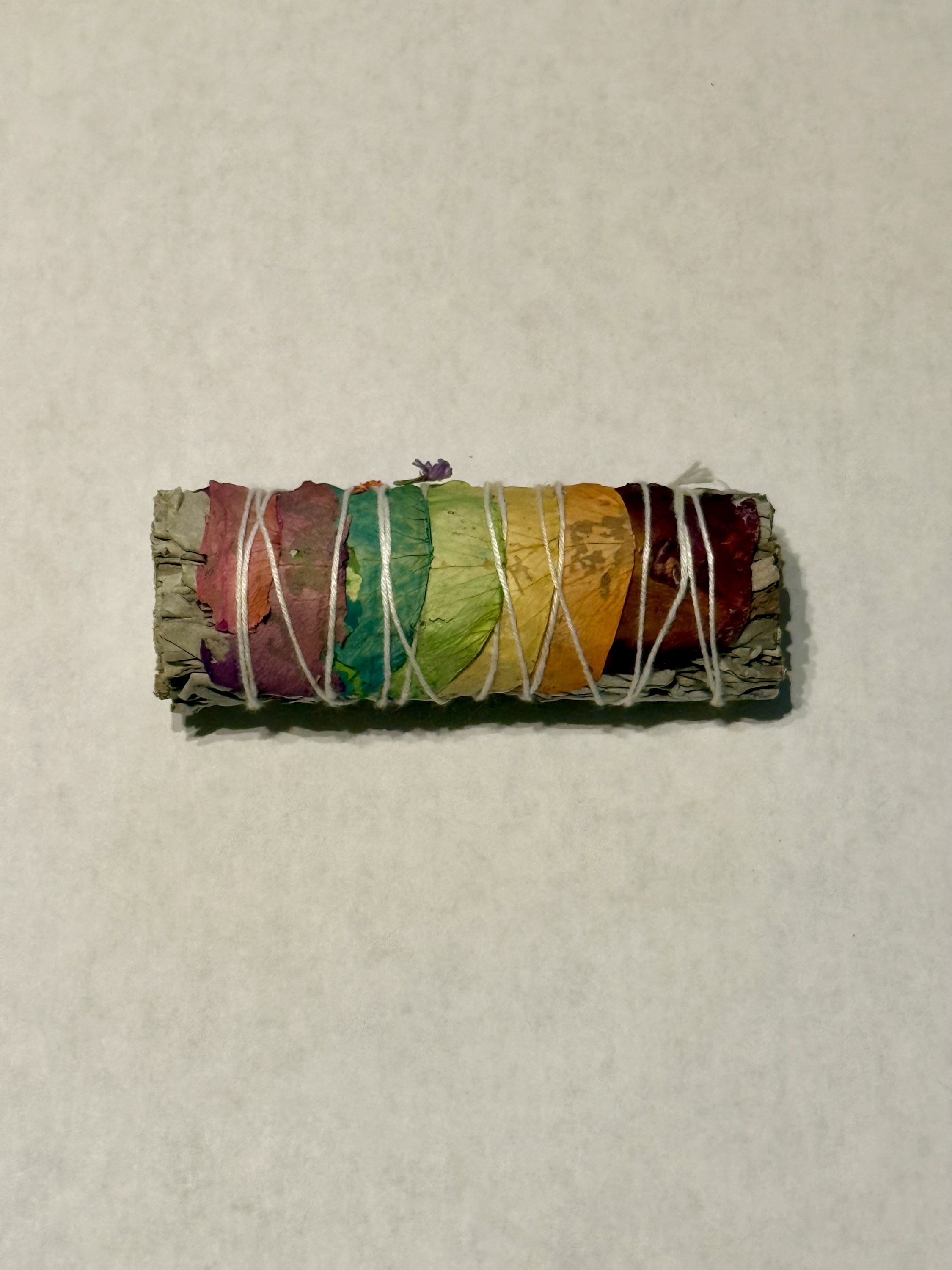 4" Rainbow 7 Chakras Rose Petals & White Sage