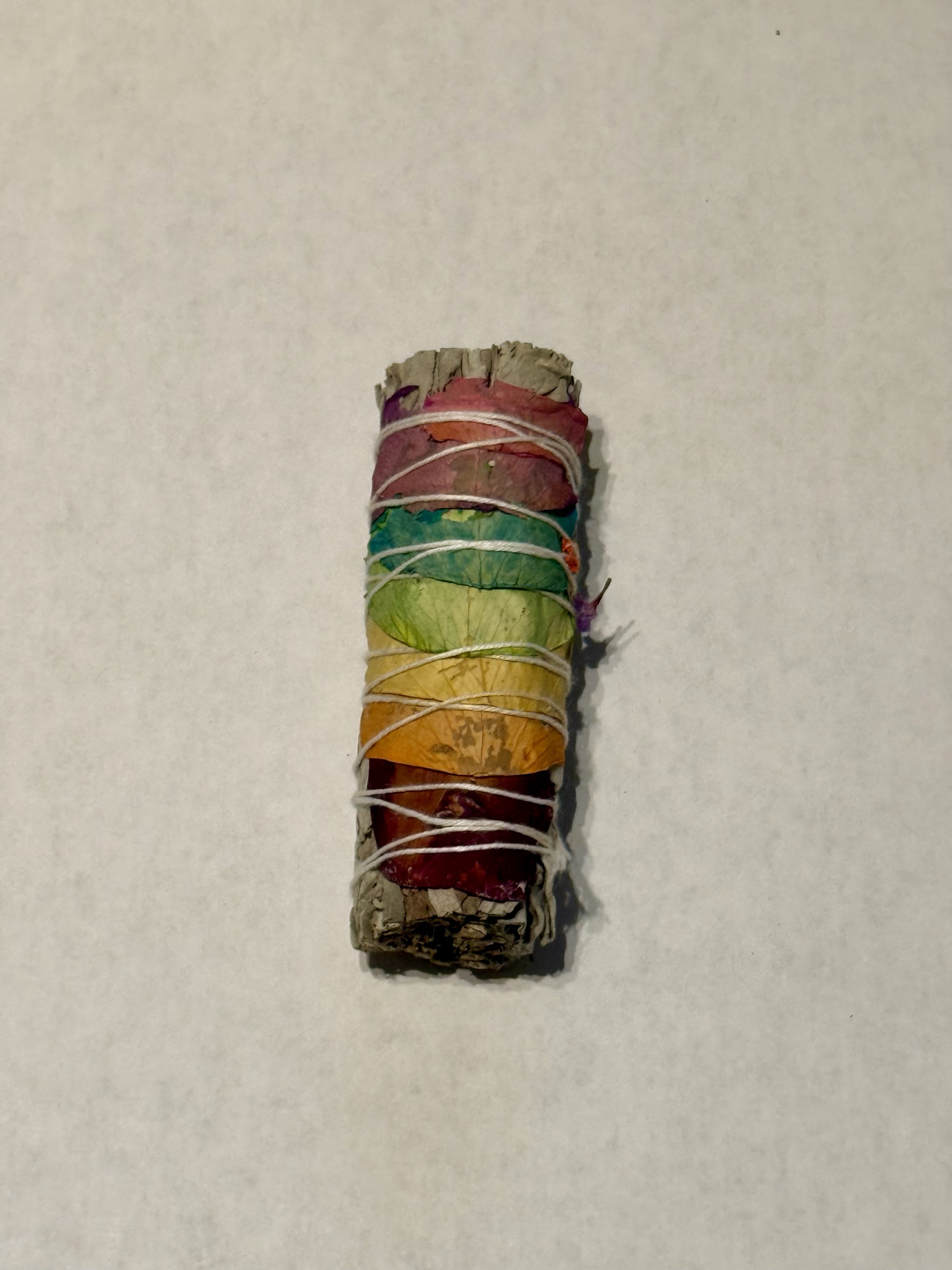 4" Rainbow 7 Chakras Rose Petals & White Sage