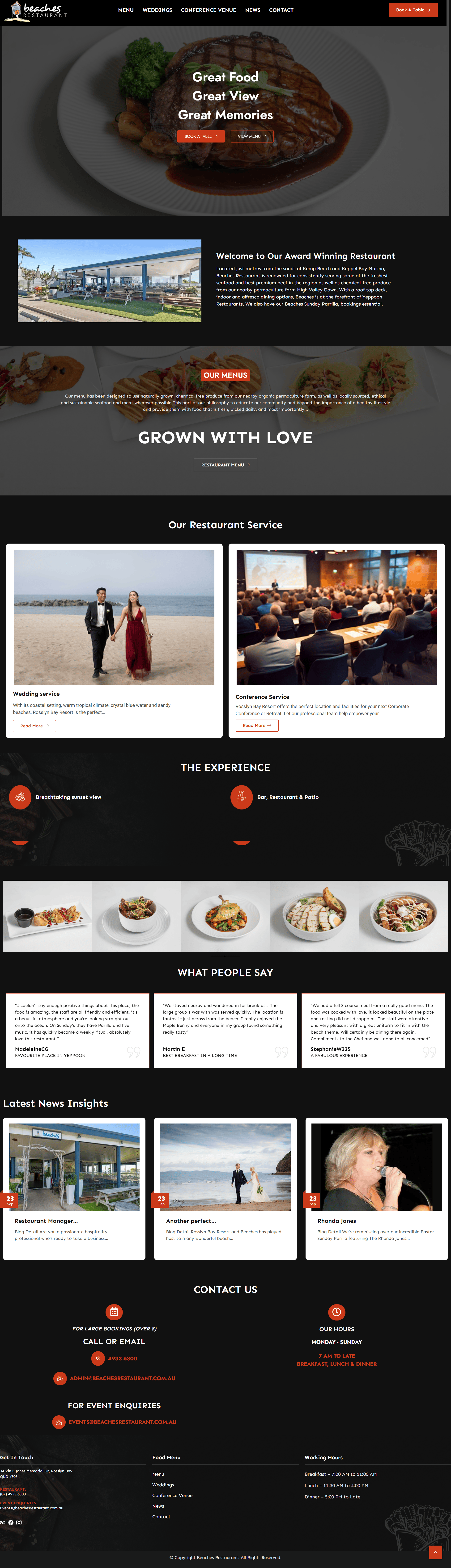 Beaches Restaurant - Website project screenshot