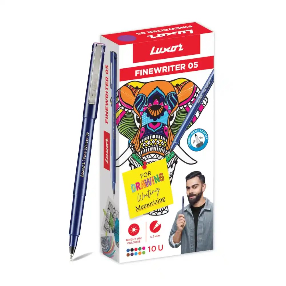 Luxor FineWriter 0.5mm Ink Colour Pen | 10 bright Ink Colours |