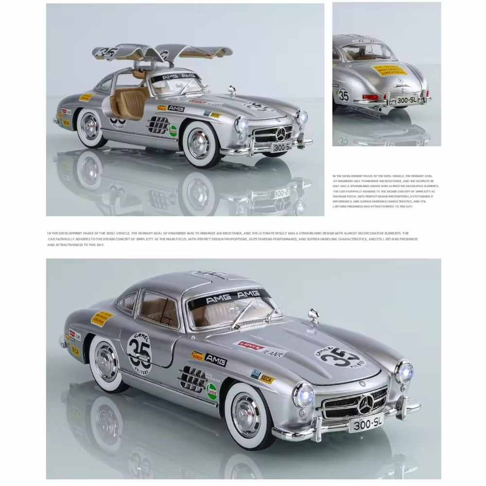 FEXXA 1:24 Scale Ben-Z 300SL Die-Cast Metal Car With Sport Car