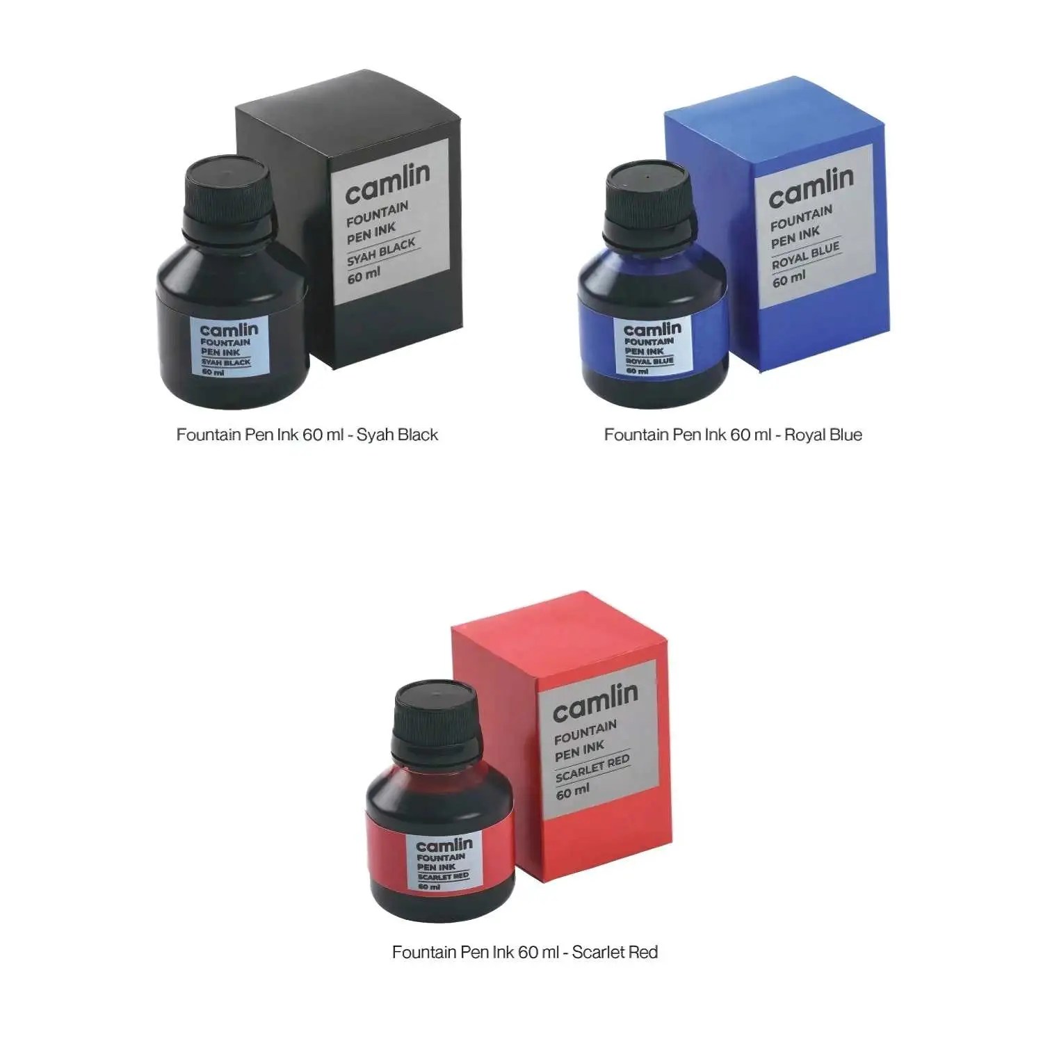 Camlin Fountain Pen Ink Individual bottle of Scarlet in 60 ml