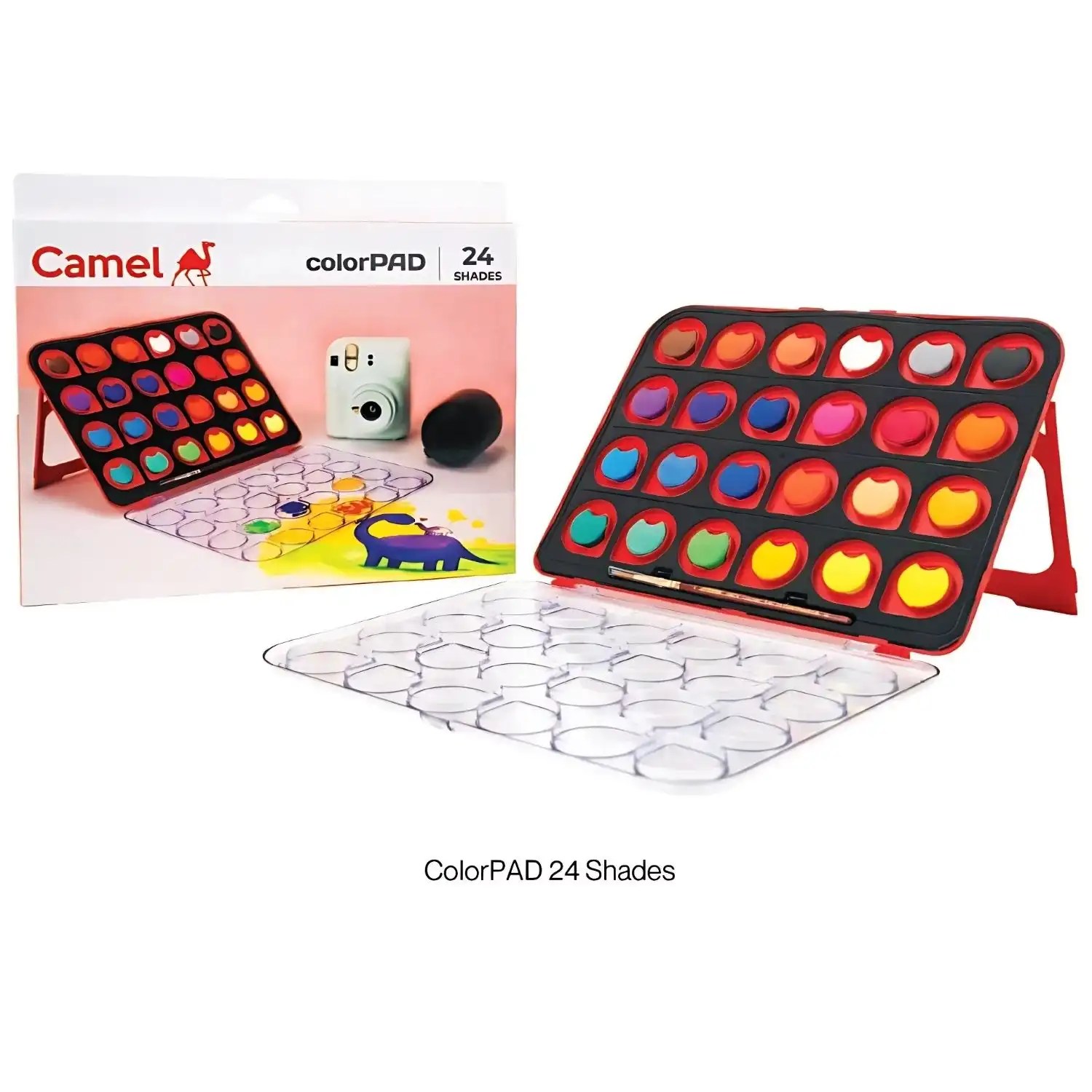 Camel ColorPad Watercolor Cake with Paint Brush | 24 Shade Set | Vibrant Colors | Portable Design for Outdoor Art & Competitions | Ideal for Students