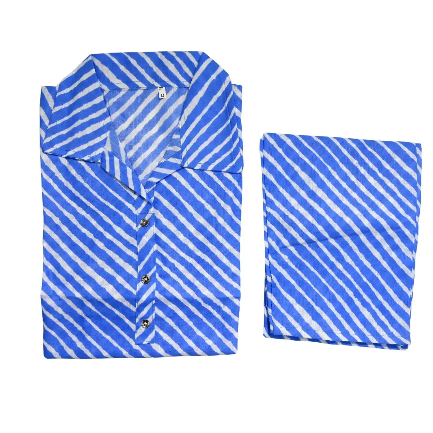 Women's Cotton Blend Kurta Pajama – Diagonal Delight Stripes