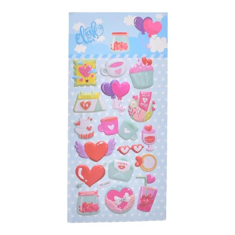 Valentine Theme Puffy Stickers – Love & Heart Designs for Kids