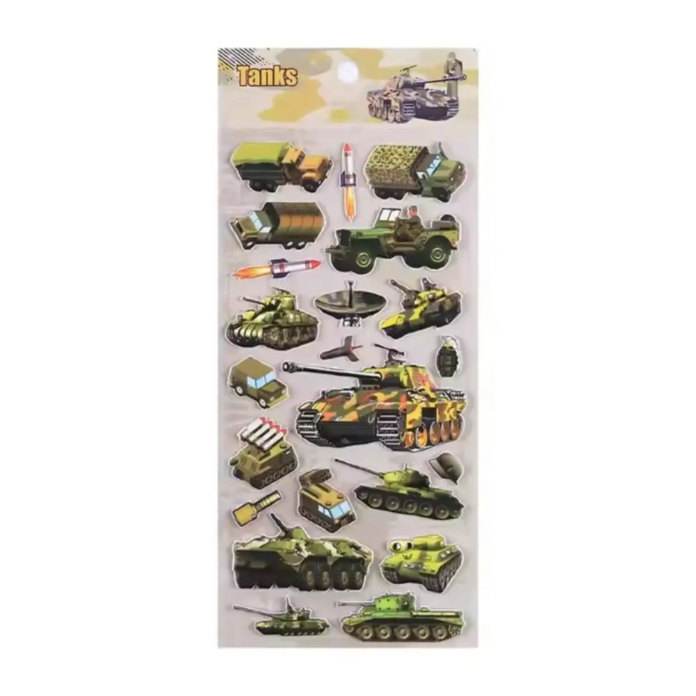Army Tank Theme Puffy Stickers – Military Vehicles for Kids