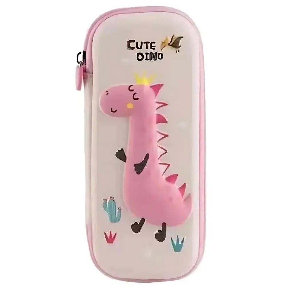ino Double Sided Pencil Pouch – Spacious Stationery Box for Kids with Cute Dinosaur Design
