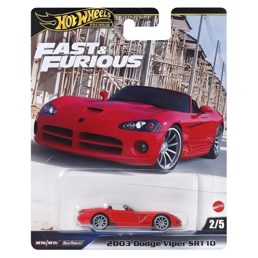 Hot Wheels Premium Fast & Furious 2003 Dodge Viper SRT-10, Die-Cast Metal Car, Red, 2/5