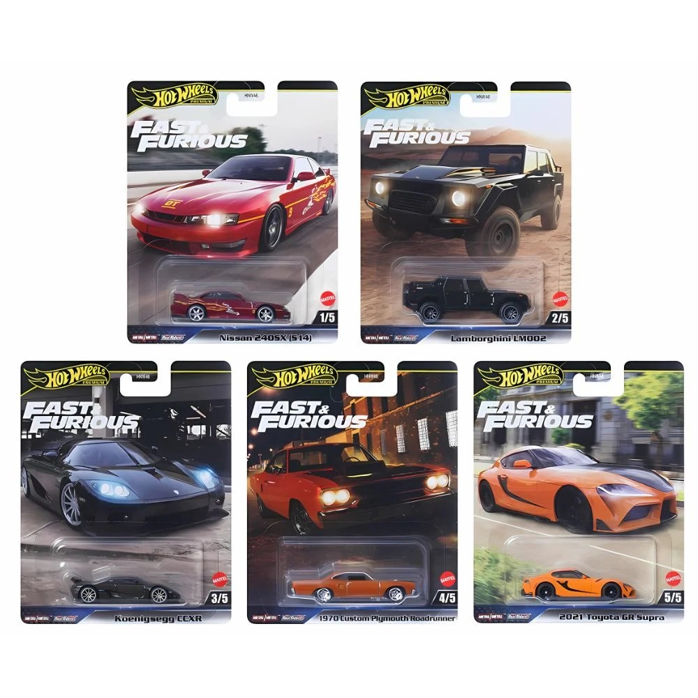 Fast & Furious Premium 2025 L Assortment - Set Of 5 Cars - HNW46-956L