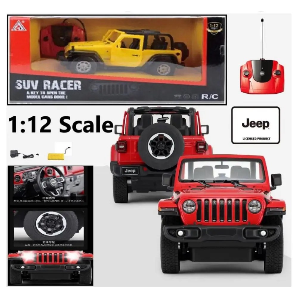Remote Control SUV Racer – Yellow Jeep Wrangler Style (1:12 Scale)