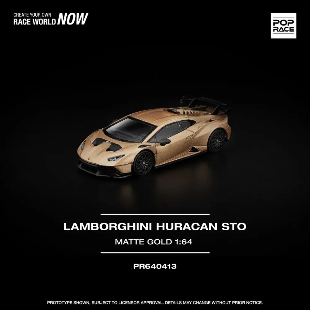 POPRACE Lamborghini Huracan STO – Matte Gold 1:64 Scale, PR640413
