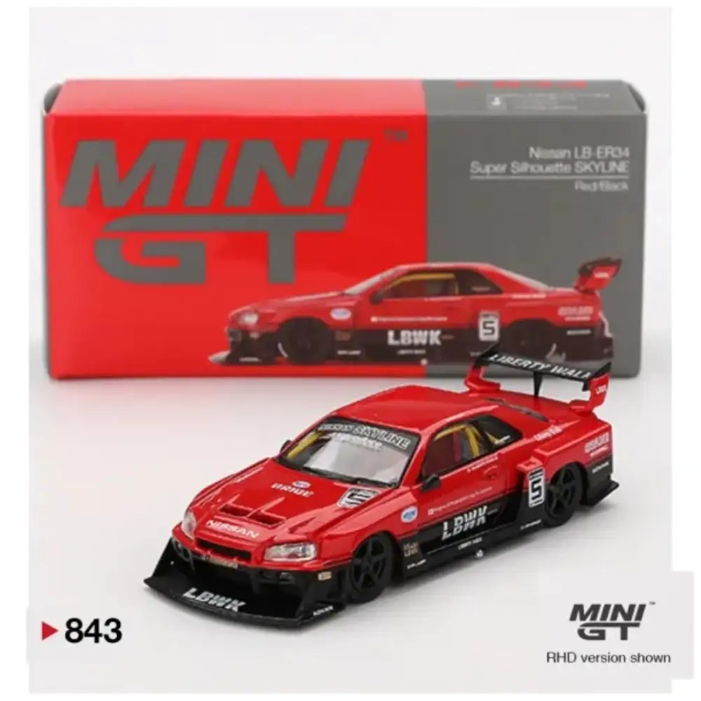 MINI GT Nissan ER34 LBWK – Red/Black - Grover Techno